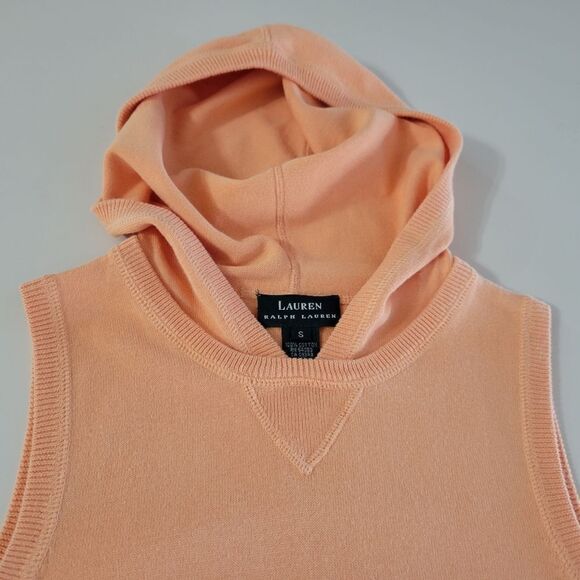 Lauren Ralph Lauren Peach Sleeveless Hoodie Sweatshirt-style Top - Picture 7 of 10